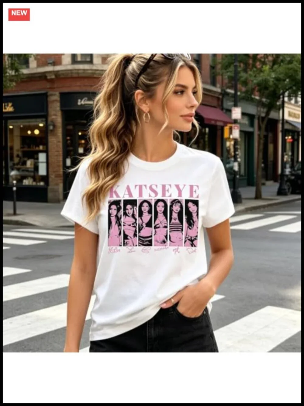KATSEYE Vintage Photo Collage T Shirt Autographed Tee 100% Pure Cotton Casual